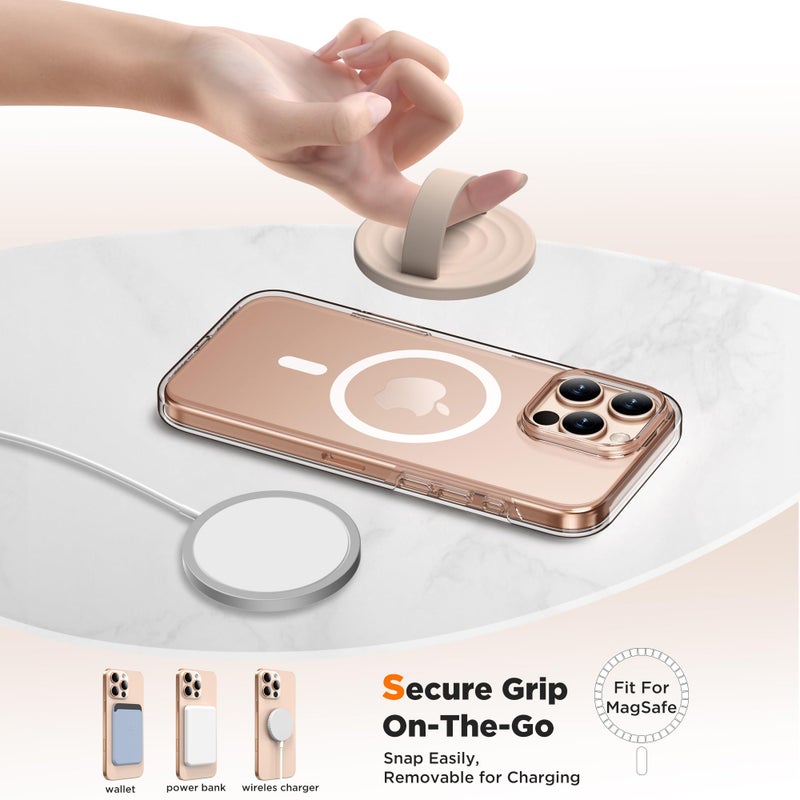 COFFKER Magnetic Phone Grip Ring Holder, Liquid Silicone Magnet Cell Phone Grip Finger Loop, Compatible with Magsafe, Back of Phone for iPhone 17/16/15/14/13/12 Series, Oat - Image 4