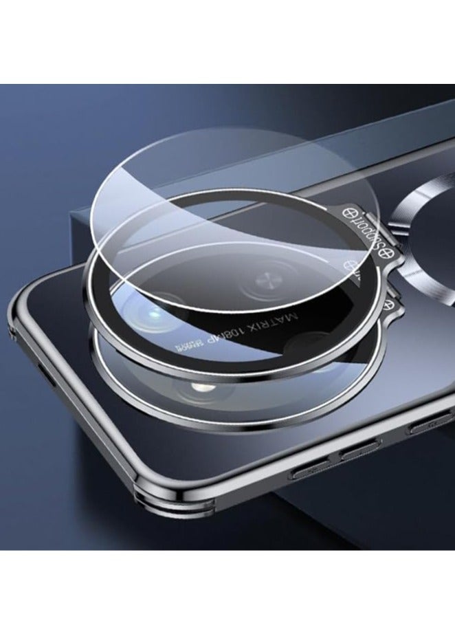 عام حافظة مغناطيسية متوافقة مع Honor X9c / Honor X60 Pro، مع شاهد عدسة معدني مركب غير مرئي وغشاء عدسة، غطاء حماية ضد الصدمات والوقوع مع شحن لاسلكي. - Image 3