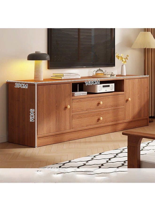 keke Modern Wooden TV Cabinet Entertainment Unit with Storage Drawers, Open Display Shelf and Side Cabinets for Living Room 140cm - Image 2