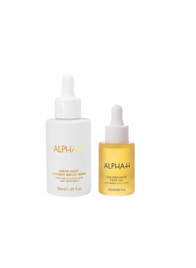 Alpha-H Plump and Firm Duo Liquid Gold Midnight Reboot Serum 50ml,Golden Haze Face Oil 25ml - Image 4