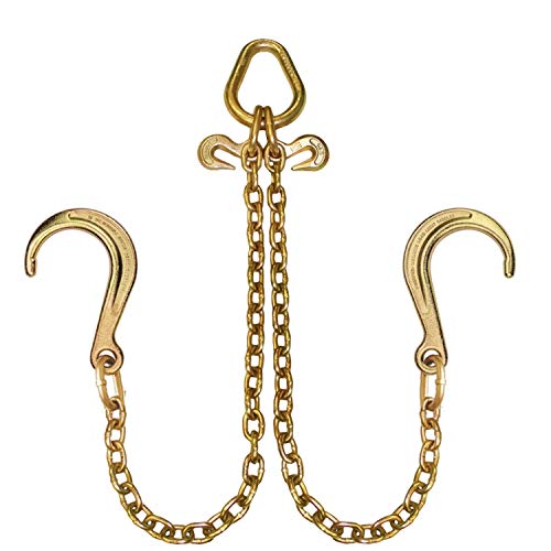 VULCAN Towing Chain Bridle 8 Inch J Hooks Grade 70 Chain 40 Inches Long 4700 Pound Safe Working Load