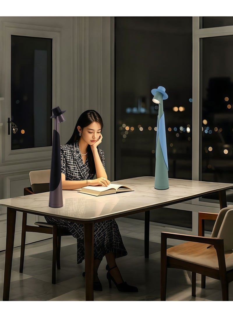 SKT Shiketro Italian Gentleman Rechargeable Table Lamp, a Luxurious Night Light for Bedside, Bar, or Dining Table (Blue) - Image 2