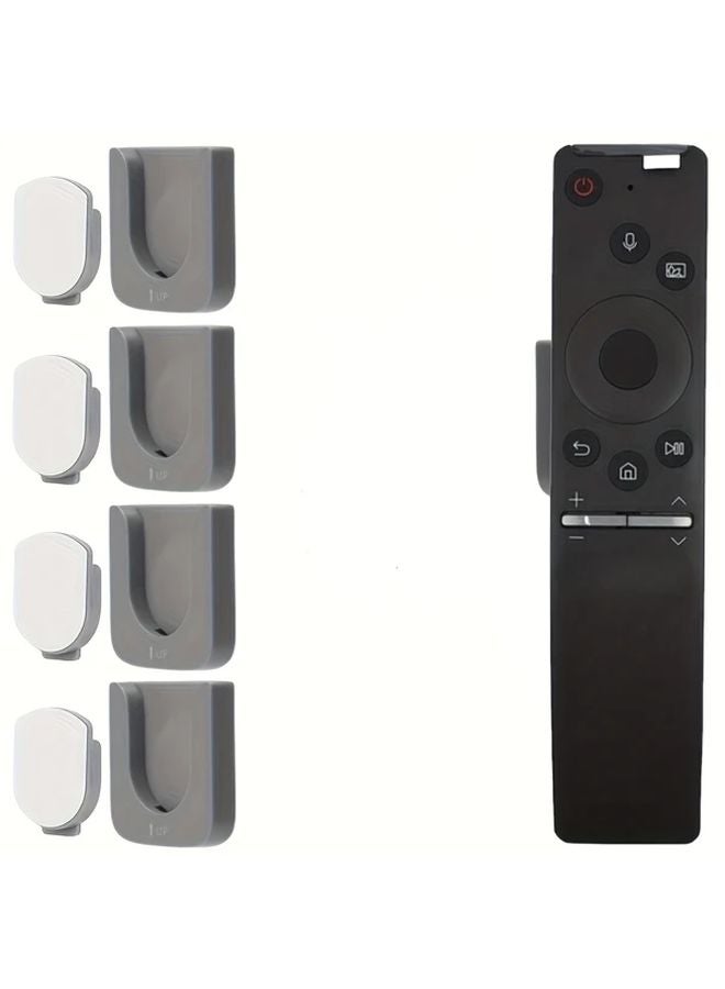 4 Gray Magnetic Hooks Wall Mount Remote Holder with Adhesive Backing for TV Fan Air Conditioner - Image 1