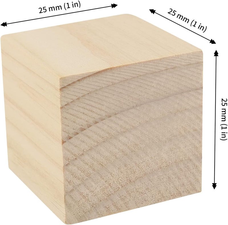 JAPCHET 200 Pack Wooden Cubes 1 Inch Unfinished Square Wooden Cubes Wood Blocks Natural Blank Wood Blocks for DIY Crafts Puzzle Making Painting Carving - Image 2
