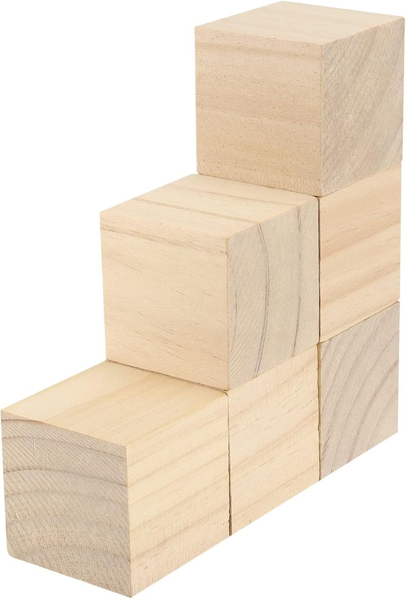 JAPCHET 200 Pack Wooden Cubes 1 Inch Unfinished Square Wooden Cubes Wood Blocks Natural Blank Wood Blocks for DIY Crafts Puzzle Making Painting Carving - Image 3