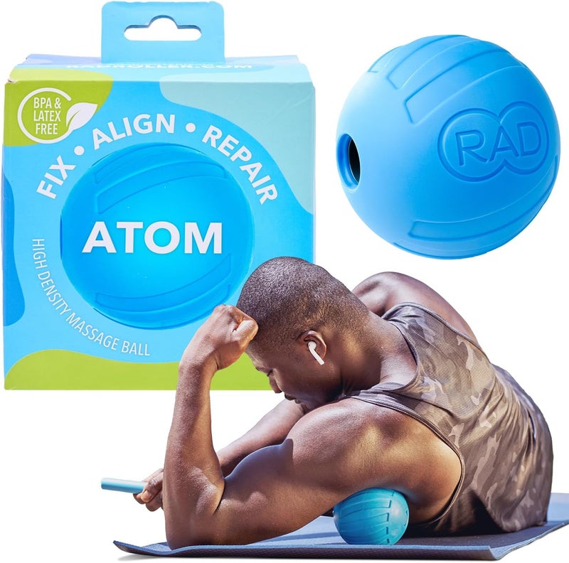 RAD Atom  Extra Firm Yoga Deep Tissue Massage Ball  Myofascial Release Ball for Back Pain Shoulders Glutes Hamstrings Traps  Pecs  Trigger Point  Mobility Therapy - Image 1