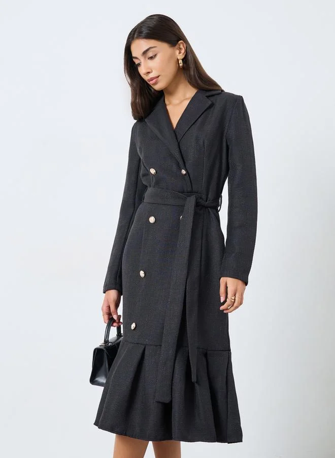 Styli Black Mermaid Hem Blazer Midi Dress