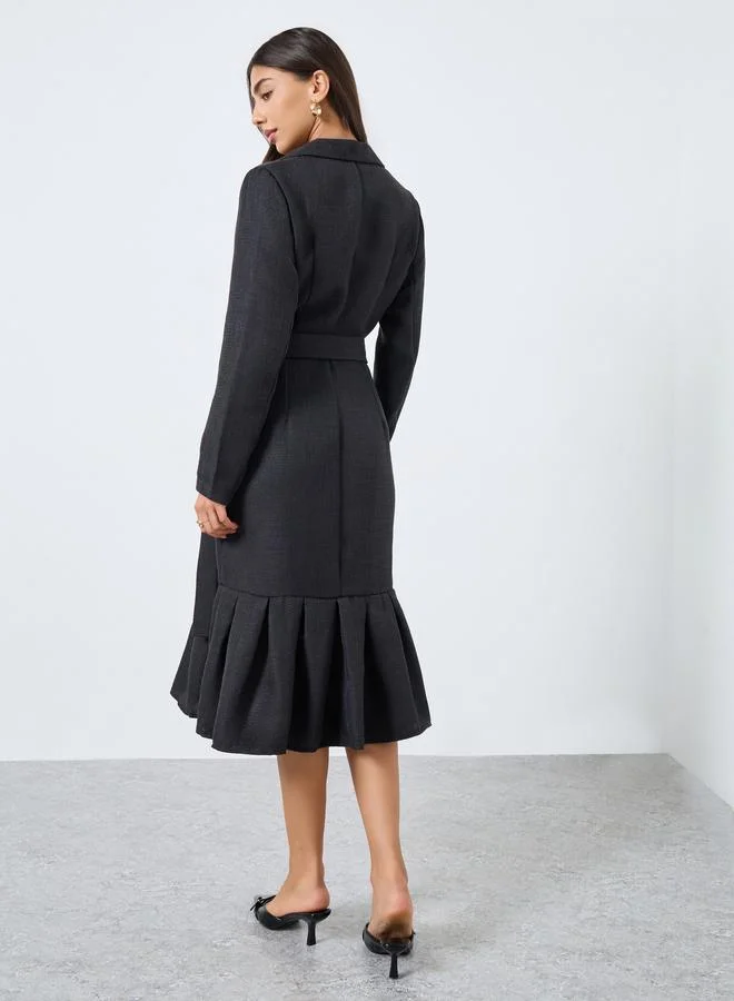 Styli Black Mermaid Hem Blazer Midi Dress