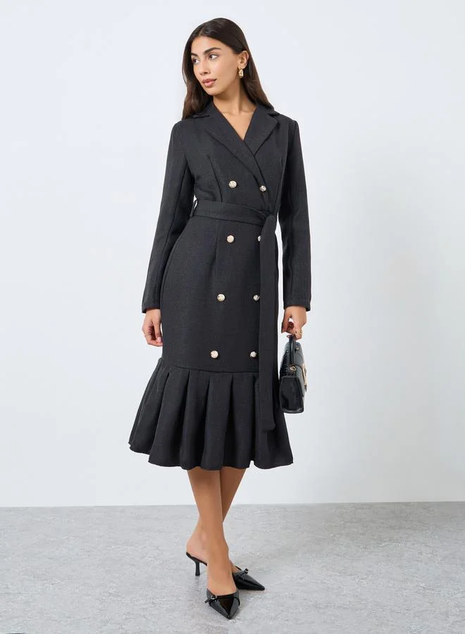 Styli Black Mermaid Hem Blazer Midi Dress
