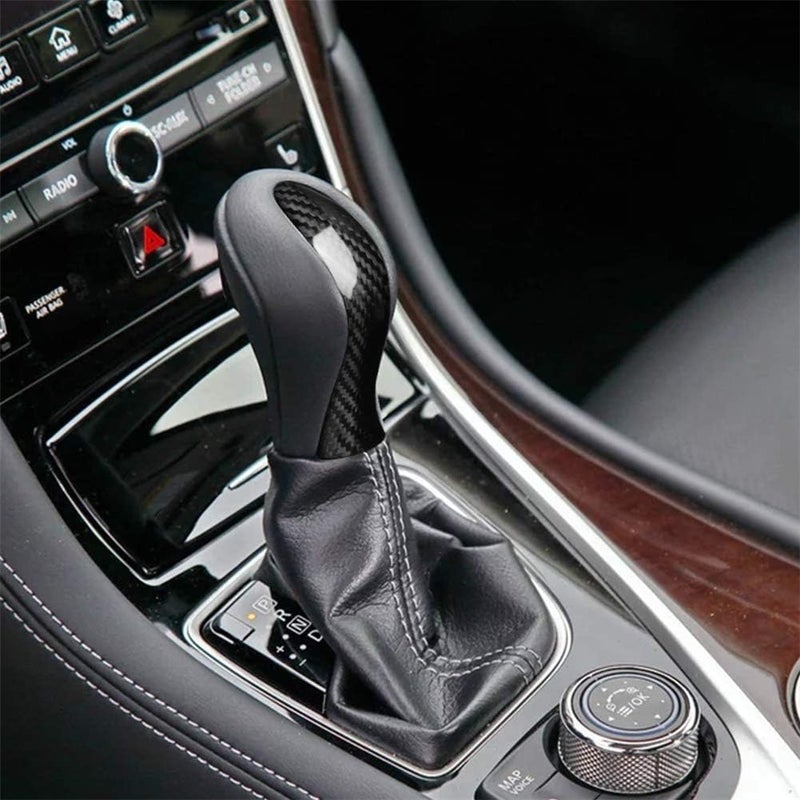 cheekyglo Cron Fiber Decortive Cover, Ger Shift Kno Cover Style Molded Decortive Pnel Cron Fiber Cover ccessories Fit for Infiniti Q50 2014-2020-Gear Shift Knob Cover - Image 1