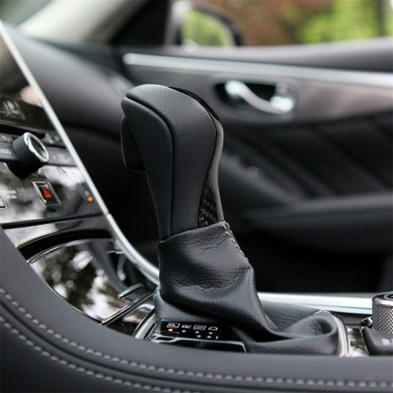 cheekyglo Cron Fiber Decortive Cover, Ger Shift Kno Cover Style Molded Decortive Pnel Cron Fiber Cover ccessories Fit for Infiniti Q50 2014-2020-Gear Shift Knob Cover - Image 2