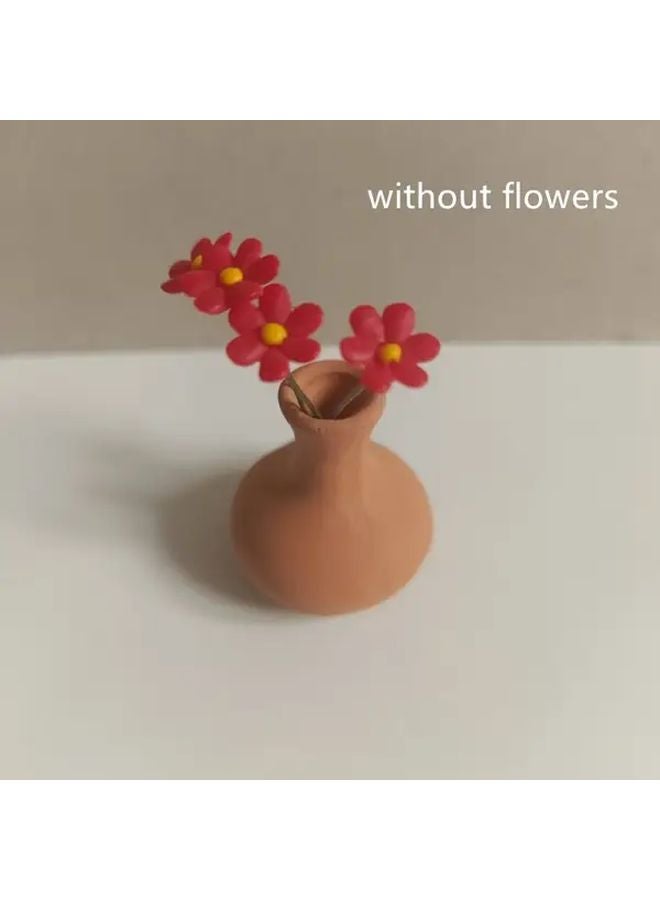 Miniature Vintage Terracotta Vase Model 3 060 Small Plant Pot For Dollhouse Office Decor - Image 1