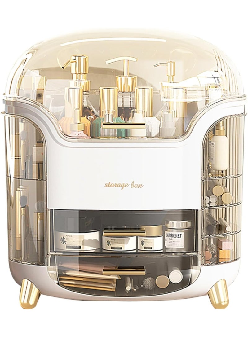 منظم مكياج، صندوق تخزين مستحضرات التجميل - رتّبي مستحضرات التجميل والمجوهرات بسهولة، منظم مستحضرات التجميل، صندوق تخزين المكياج، منظمات العناية بالبشرة لطاولة الزينة، تصميم شفاف لسهولة الرؤية - Image 1