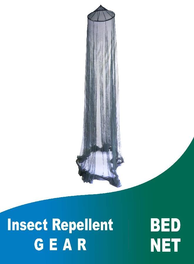 Carey Double Circular Bed Mosquito Net Treated With Insect Shield Permethrin Bug Repellent, Green Bed Net, One Size