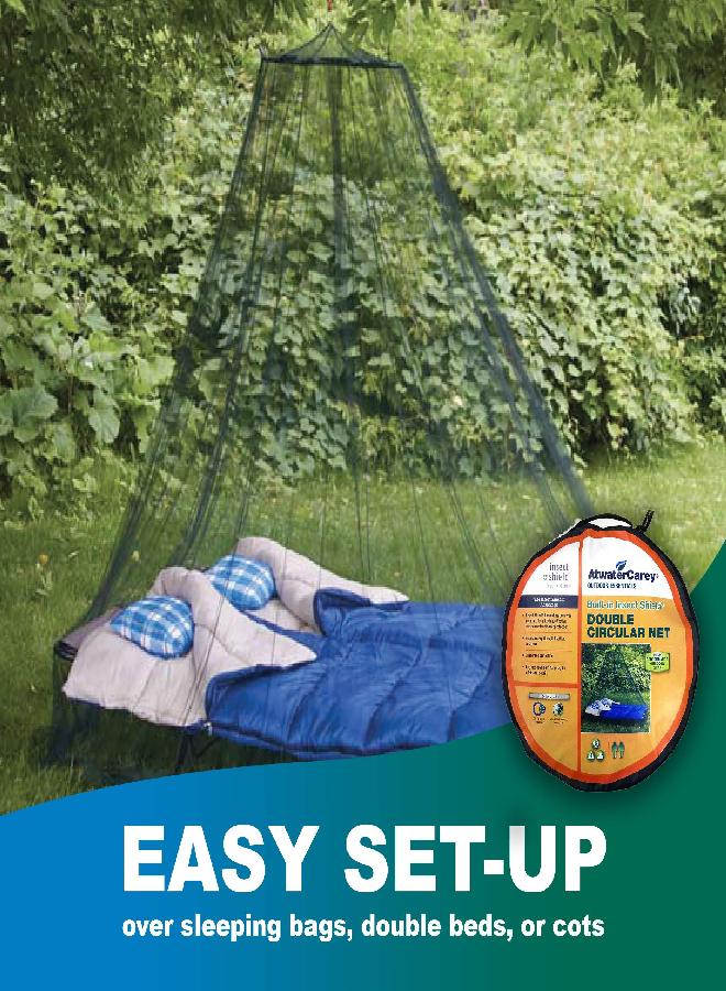Carey Double Circular Bed Mosquito Net Treated With Insect Shield Permethrin Bug Repellent, Green Bed Net, One Size
