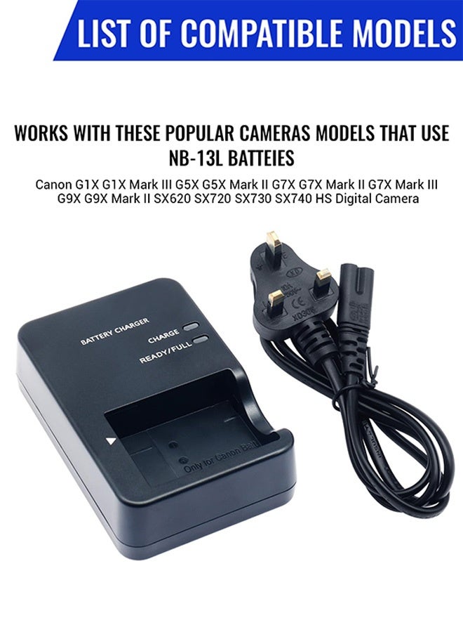 AZorb CB-2LH CB-2LHT Cameras Charger for NB-13L Battery for Canon PowerShot G1 X Mark III G5X G5 X Mark II G7 X G7 X Mark II G7 X Mark III G9X G9 X Mark II SX620 HS SX720 HS SX730 HS SX740 HS - Image 4