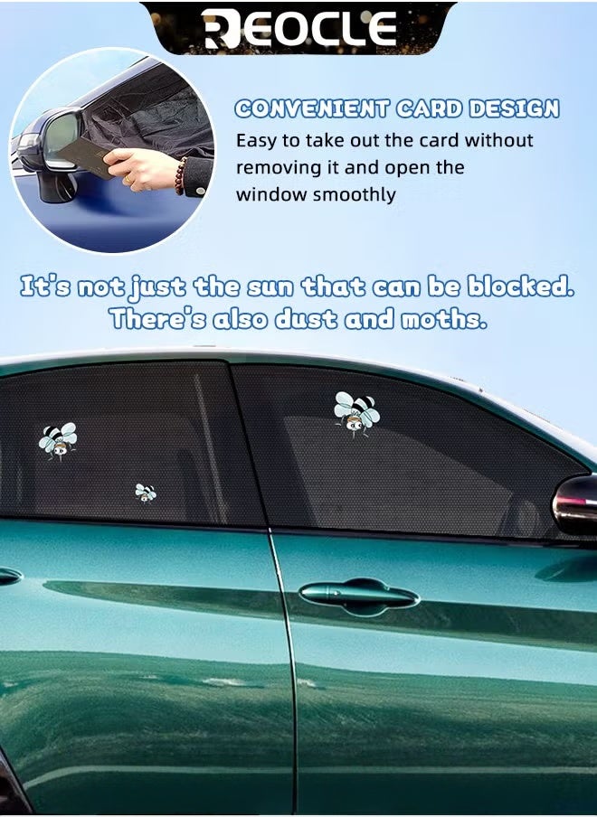 ريوكل ستائر نوافذ السيارات العالمية، 4 مجموعات، ستائر نافذة جانبية، شبكة قابلة للتنفس، ستائر نافذة خلفية للسيارة للأطفال، للتخييم في الليل والخصوصية - Image 5