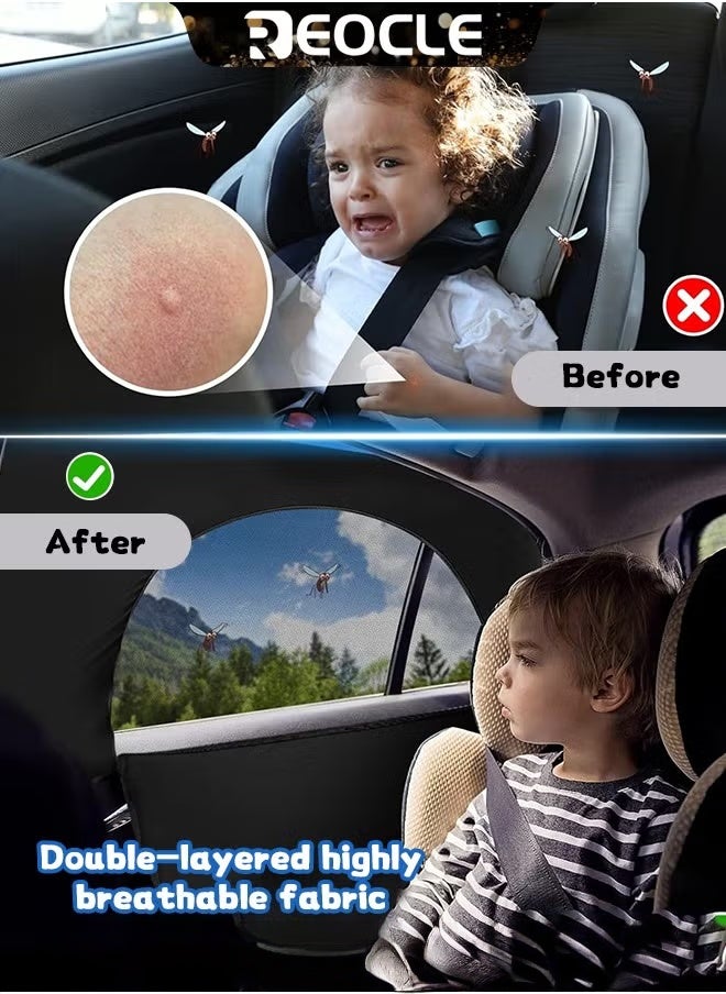 ريوكل ستائر نوافذ السيارات العالمية، 4 مجموعات، ستائر نافذة جانبية، شبكة قابلة للتنفس، ستائر نافذة خلفية للسيارة للأطفال، للتخييم في الليل والخصوصية - Image 3