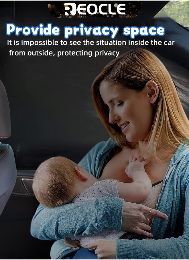 ريوكل ستائر نوافذ السيارات العالمية، 4 مجموعات، ستائر نافذة جانبية، شبكة قابلة للتنفس، ستائر نافذة خلفية للسيارة للأطفال، للتخييم في الليل والخصوصية - Image 2