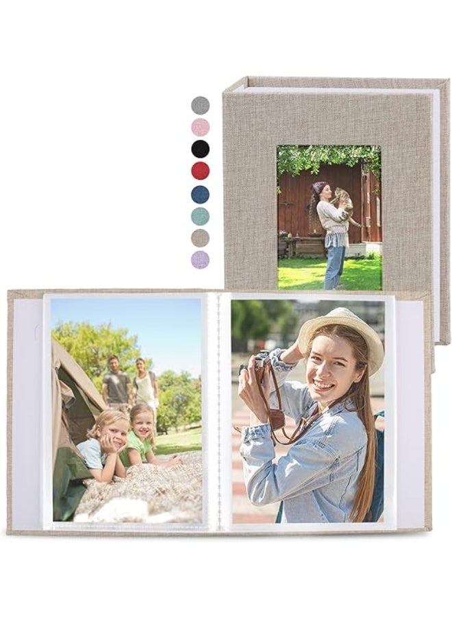 DUNISO ألبوم صور 6 بوصات، كتاب صور بغطاء من الكتان، 36 جيب، يمكنه حمل 72 صورة، مناسب للعائلة، الذكرى السنوية، عطلة الطفل ومناسبات أخرى (بيج) - Image 1