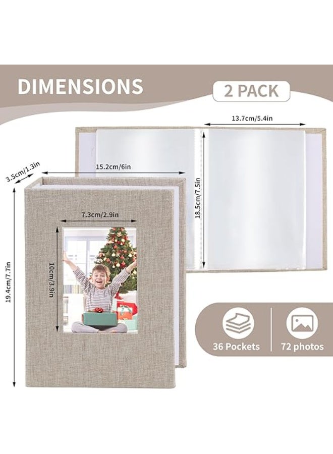 DUNISO ألبوم صور 6 بوصات، كتاب صور بغطاء من الكتان، 36 جيب، يمكنه حمل 72 صورة، مناسب للعائلة، الذكرى السنوية، عطلة الطفل ومناسبات أخرى (بيج) - Image 2