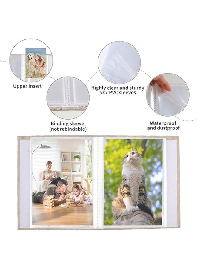 DUNISO ألبوم صور 6 بوصات، كتاب صور بغطاء من الكتان، 36 جيب، يمكنه حمل 72 صورة، مناسب للعائلة، الذكرى السنوية، عطلة الطفل ومناسبات أخرى (بيج) - Image 5