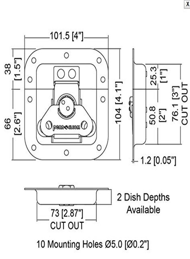 Penn Elcom Butterfly Medium Latch in Plain Dish | Zinc Finish | Heavy Duty Recessed Lock for Flight Cases, Road Cases & Rack Cases | Durable Case Hardware for Touring Equipment - Image 2