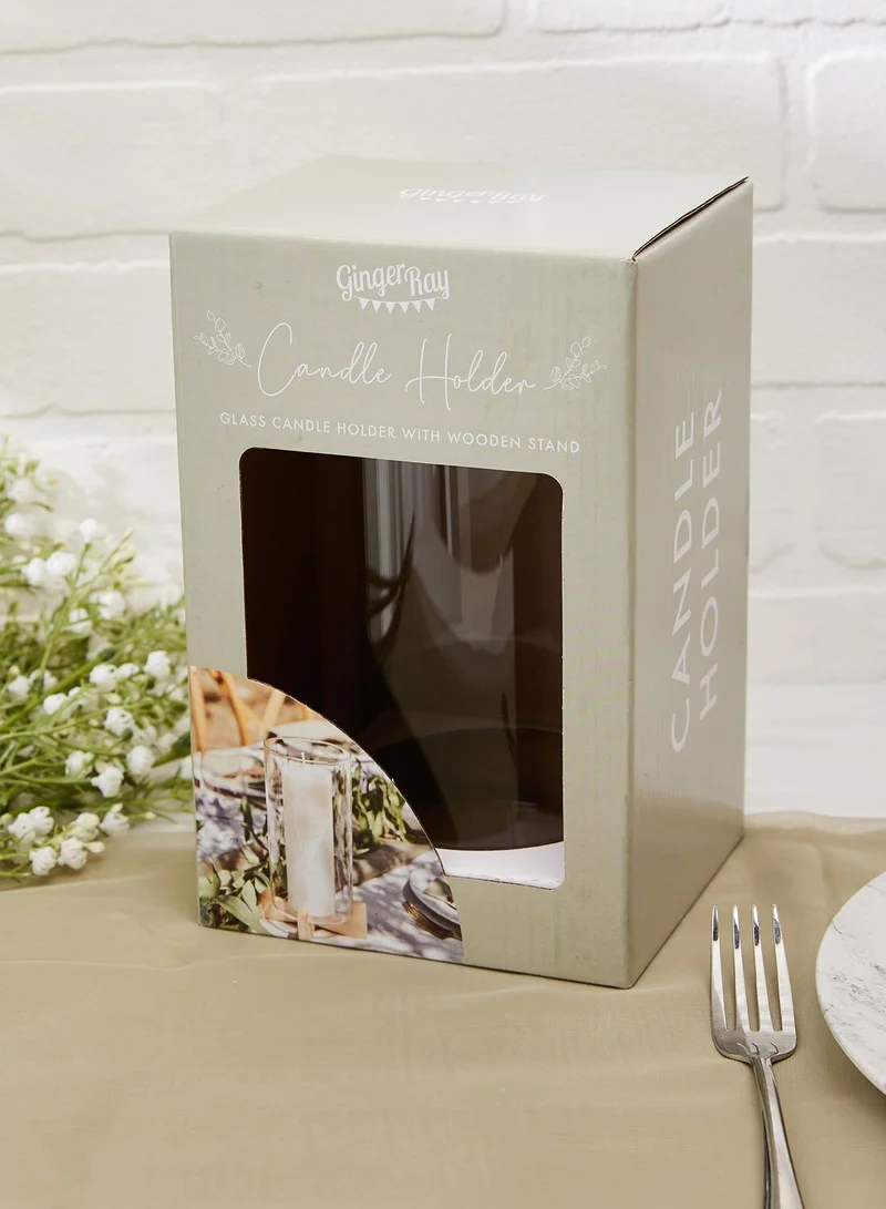 Ginger Ray Table Decor - Glass And Wooden Candle Holder
