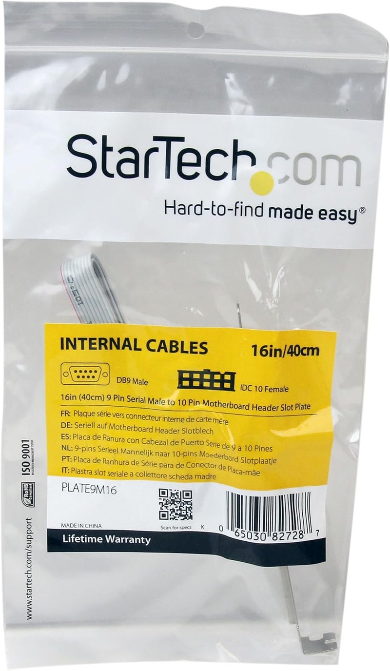 Star Tech .com 16in (40cm) 9 Pin Serial Male to 10 Pin Motherboard Header Slot Plate - motherboard Serial Port Adapter (PLATE9M16), Gray - Image 4