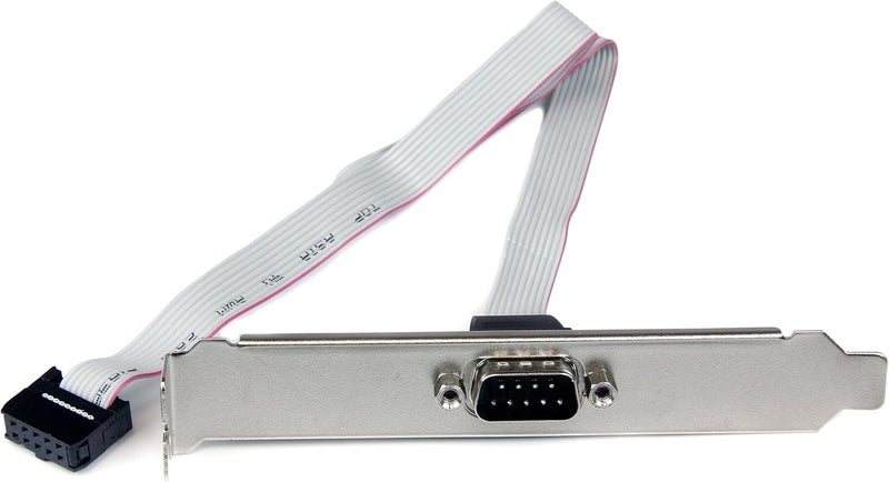 Star Tech .com 16in (40cm) 9 Pin Serial Male to 10 Pin Motherboard Header Slot Plate - motherboard Serial Port Adapter (PLATE9M16), Gray - Image 1