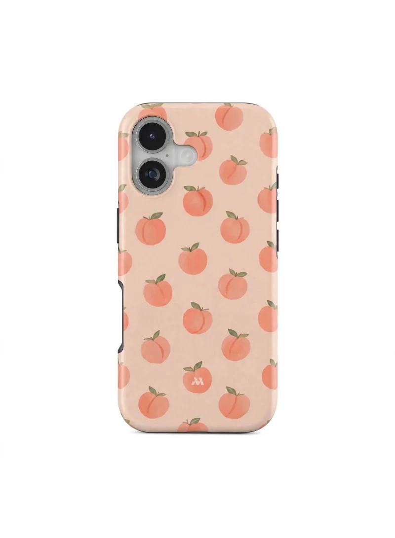 Mobcos iPhone 17 Peach Polka Premium Case Compatible with Hybrid Dual-Layer Hard Shell + Silicone Protection - Scratch-Resistant Shockproof Mobile Cover