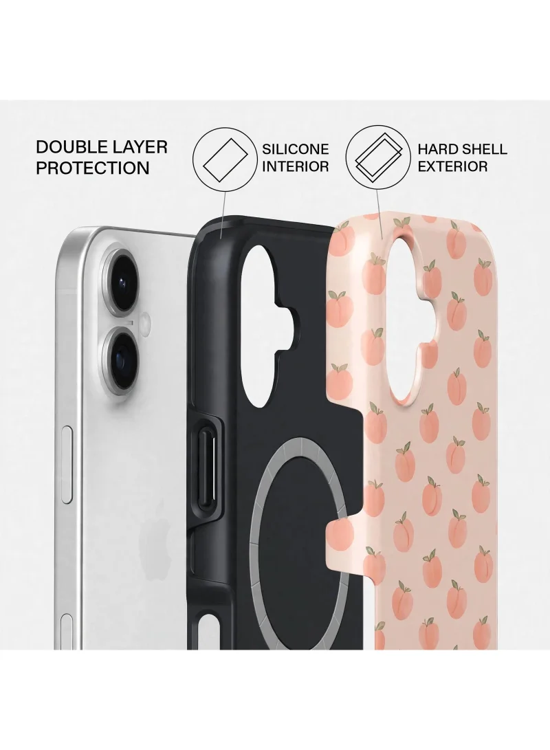 Mobcos iPhone 17 Peach Polka Premium Case Compatible with Hybrid Dual-Layer Hard Shell + Silicone Protection - Scratch-Resistant Shockproof Mobile Cover