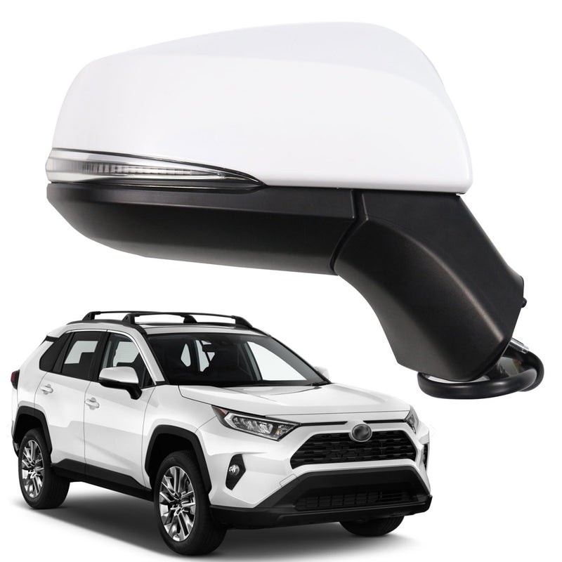 مارريتو لتجميع مرآة الجانب لتويوتا RAV4 2019 2020 2021 2022 2023 2024 طاقة مدفأة إشارة دوران BSM مراقبة النقطة العمياء بديل TO1320384 TO1320388 الجانب الأيمن الأبيض