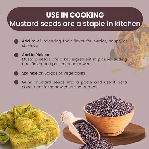 Pure Tree Certified Organic Mustard Seeds Big | 250 Gm | Black Mustard Rai Seeds Big | Sasive Seeds Whole Kali Rai Dana | Sarson Dana Indian Spice Gluten Free - Image 3