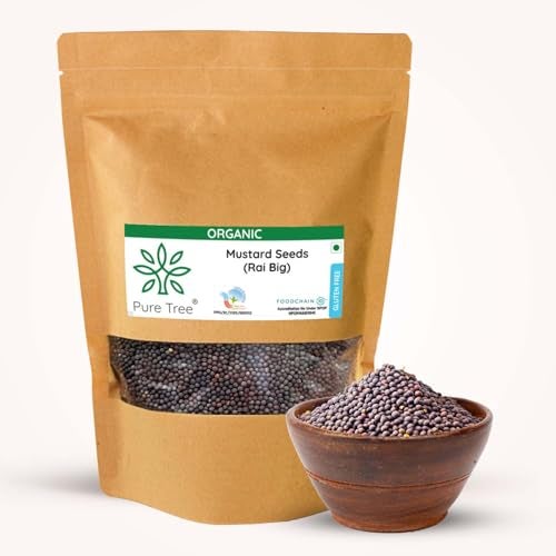Pure Tree Certified Organic Mustard Seeds Big | 250 Gm | Black Mustard Rai Seeds Big | Sasive Seeds Whole Kali Rai Dana | Sarson Dana Indian Spice Gluten Free - Image 1