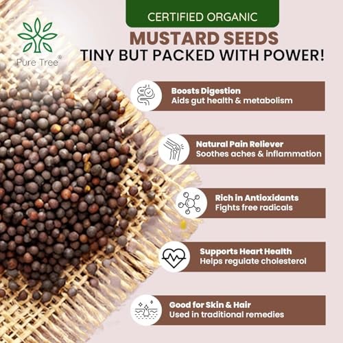Pure Tree Certified Organic Mustard Seeds Big | 250 Gm | Black Mustard Rai Seeds Big | Sasive Seeds Whole Kali Rai Dana | Sarson Dana Indian Spice Gluten Free - Image 4