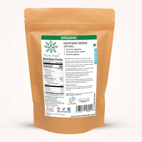 Pure Tree Certified Organic Mustard Seeds Big | 250 Gm | Black Mustard Rai Seeds Big | Sasive Seeds Whole Kali Rai Dana | Sarson Dana Indian Spice Gluten Free - Image 2