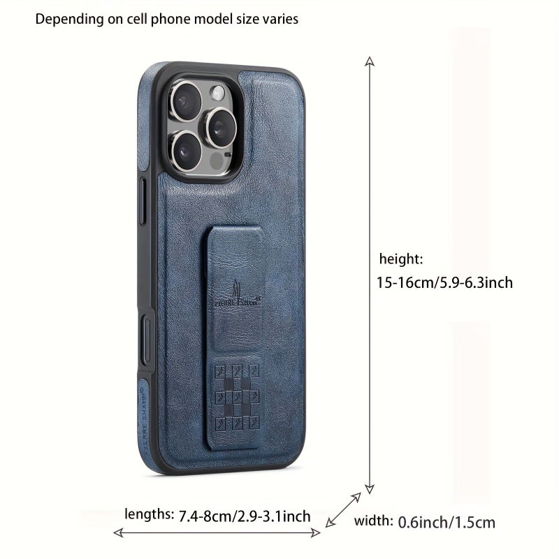 غطاء هاتف أزرق رجعي مقاوم للسقوط مع حامل مغناطيسي لجهاز iPhone 16 - Image 2