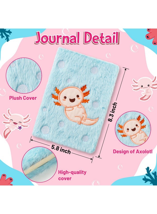 CY2SIDE 44PCS Axolotl DIY Journal Kit Set for Kids Axolotl Plush Scrapbook Diary Journaling Stationery Set for Writing Make Your Own Scrapbook with Crafts Idea Birthday Gifts for Teen Girls DIY Gifts - Image 3