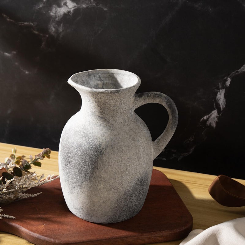 Magclay Ceramic Rustic Vase with Handle, Decorative Jug Pitcher, Terracotta Stone Vase for Decor Living Room, Vintage Home Decor, Natural - Image 3