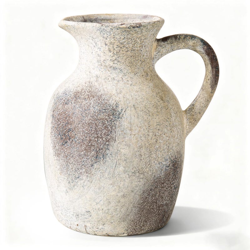 Magclay Ceramic Rustic Vase with Handle, Decorative Jug Pitcher, Terracotta Stone Vase for Decor Living Room, Vintage Home Decor, Natural - Image 1