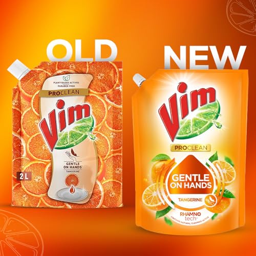 Vim ProClean Dishwash Liquid Gel with Tangerine powered by RhamnoTech™, Gentle on Hands, Removes Tough Grease and Odours, 1700ml - Image 4