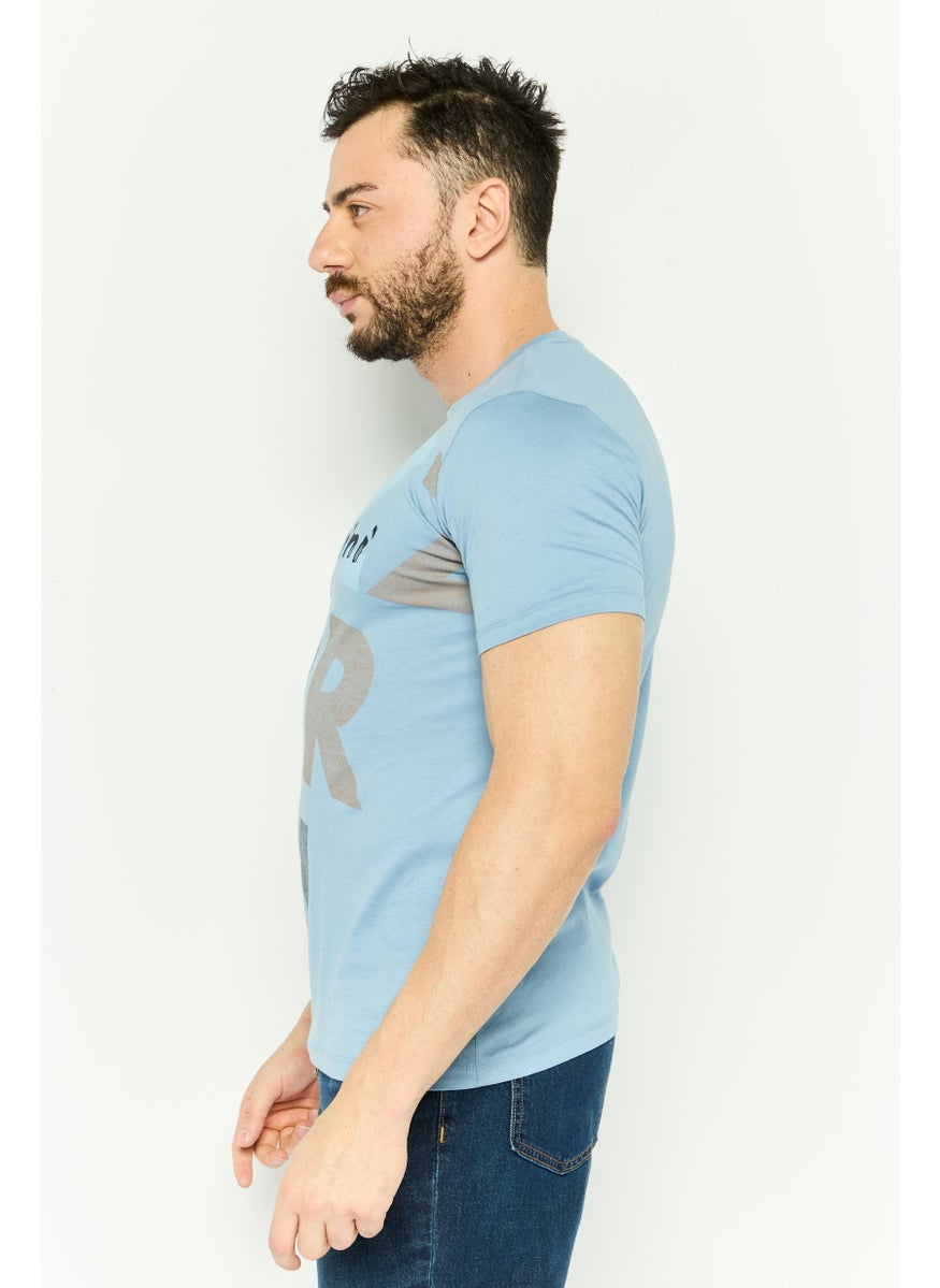Gazzarrini Men Crew Neck Short Sleeve Graphic T Shirt, Blue Combo  - Image 3