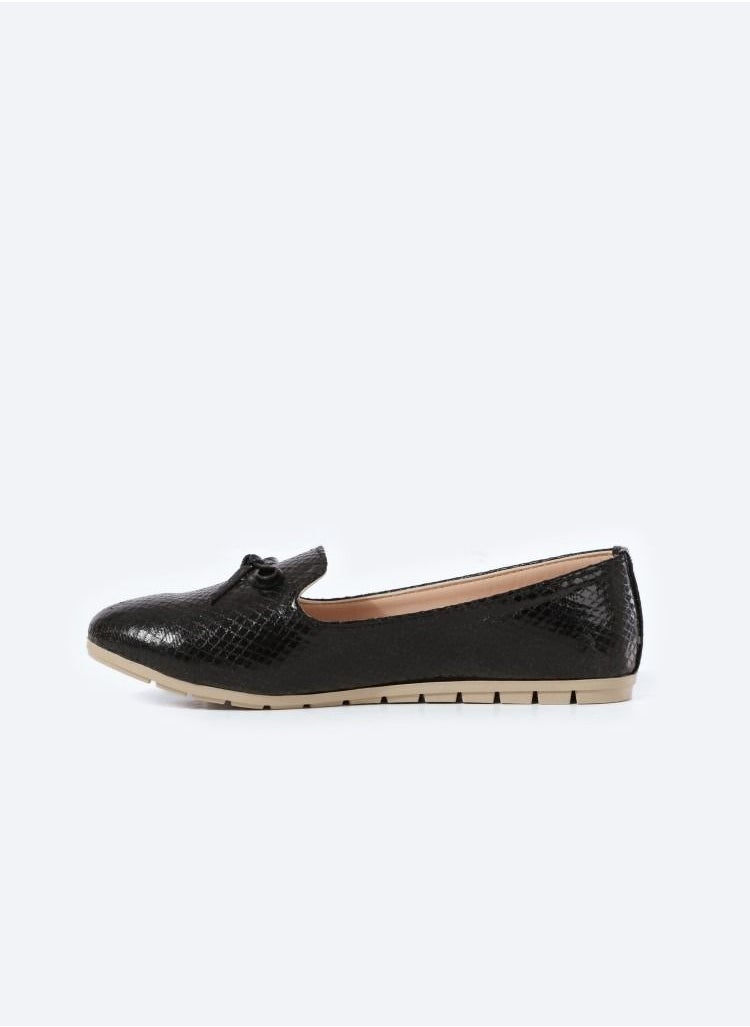 Zahwa Ballerina Flats With Snake Metallic Texture Leather And Flounce  - Image 4