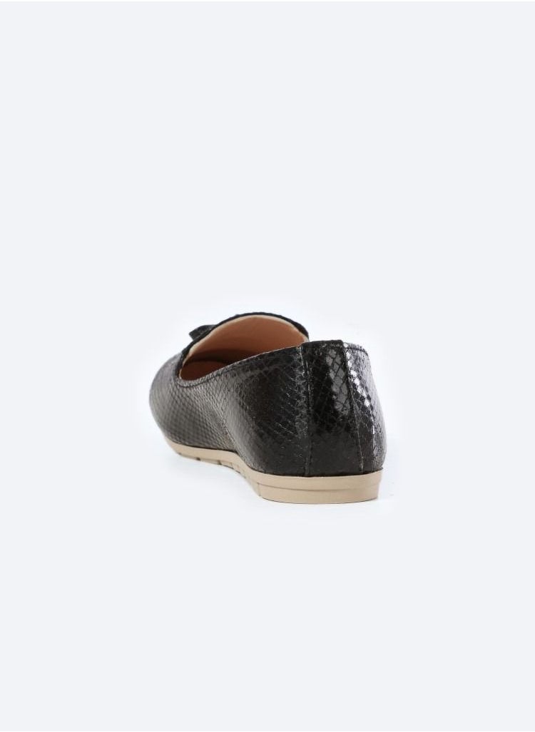 Zahwa Ballerina Flats With Snake Metallic Texture Leather And Flounce  - Image 5