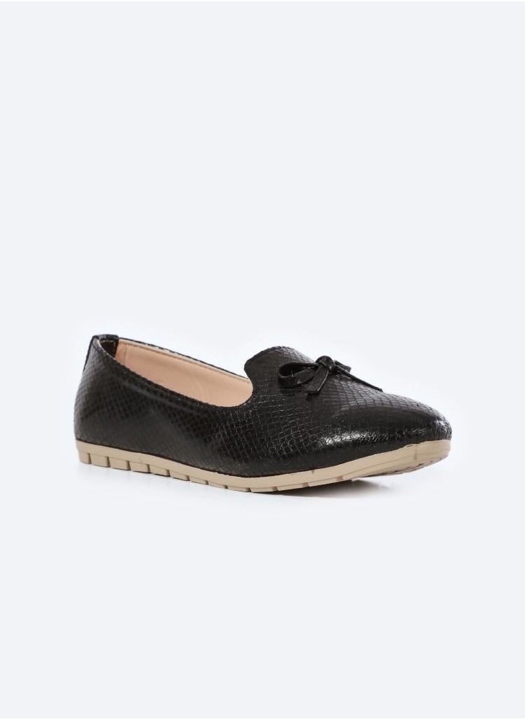 Zahwa Ballerina Flats With Snake Metallic Texture Leather And Flounce  - Image 1