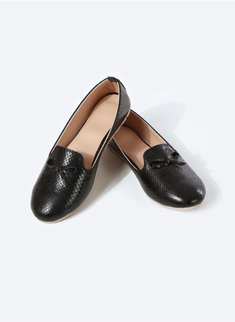 Zahwa Ballerina Flats With Snake Metallic Texture Leather And Flounce  - Image 2