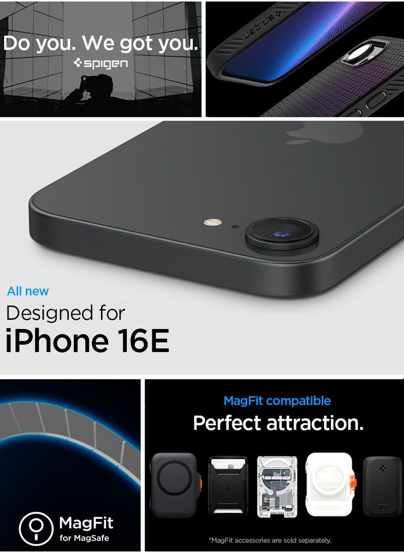 Spigen Rugged Armor MagFit iPhone 16E Case Cover with MagSafe and Carbon Fiber Textures (2025) - Matte Black  - Image 2