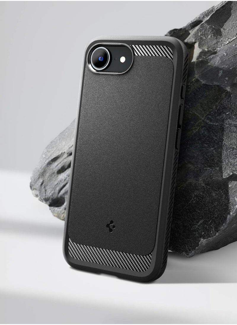 Spigen Rugged Armor MagFit iPhone 16E Case Cover with MagSafe and Carbon Fiber Textures (2025) - Matte Black  - Image 3