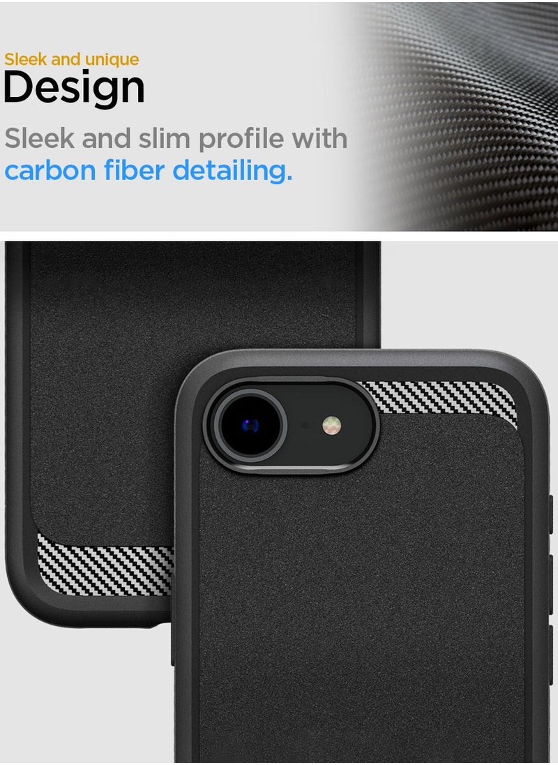 Spigen Rugged Armor MagFit iPhone 16E Case Cover with MagSafe and Carbon Fiber Textures (2025) - Matte Black  - Image 4
